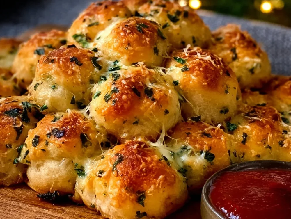 Cheesy Christmas Tree Bread: A Unique Holiday Treat! Cheesy Christmas Tree Bread fresh out of the oven, decorated for the holiday season