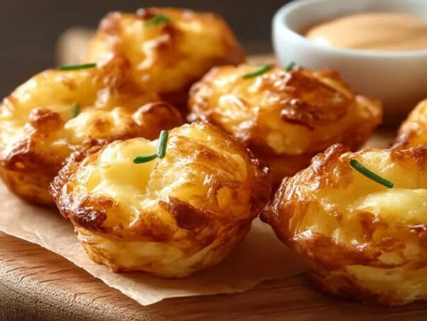 Cheesy mashed potato puffs, crispy on the outside and soft on the inside.