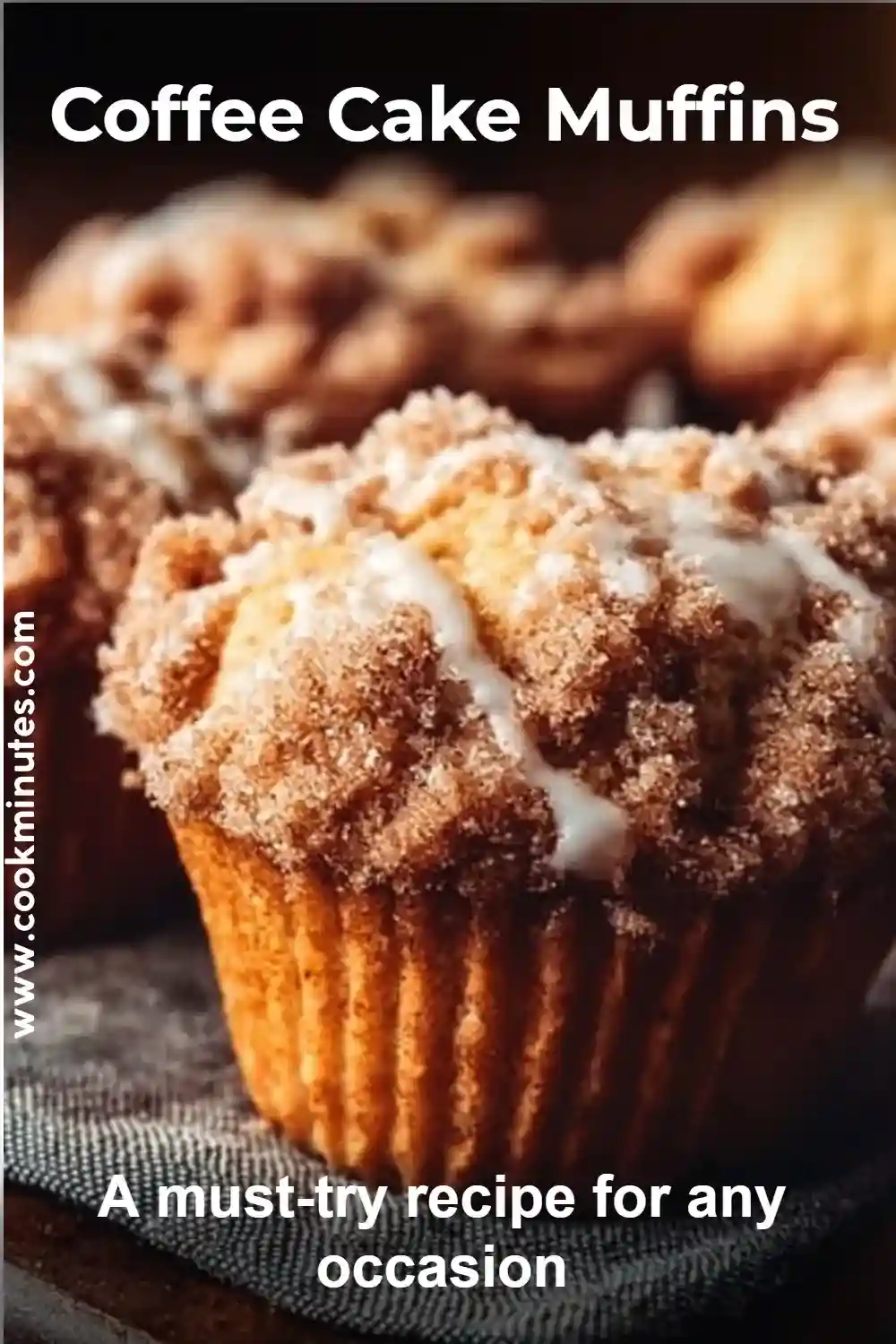 Coffee Cake Muffins – Soft, Sweet & Perfect for Mornings Coffee cake muffins with crumb topping and white glaze, golden and fluffy