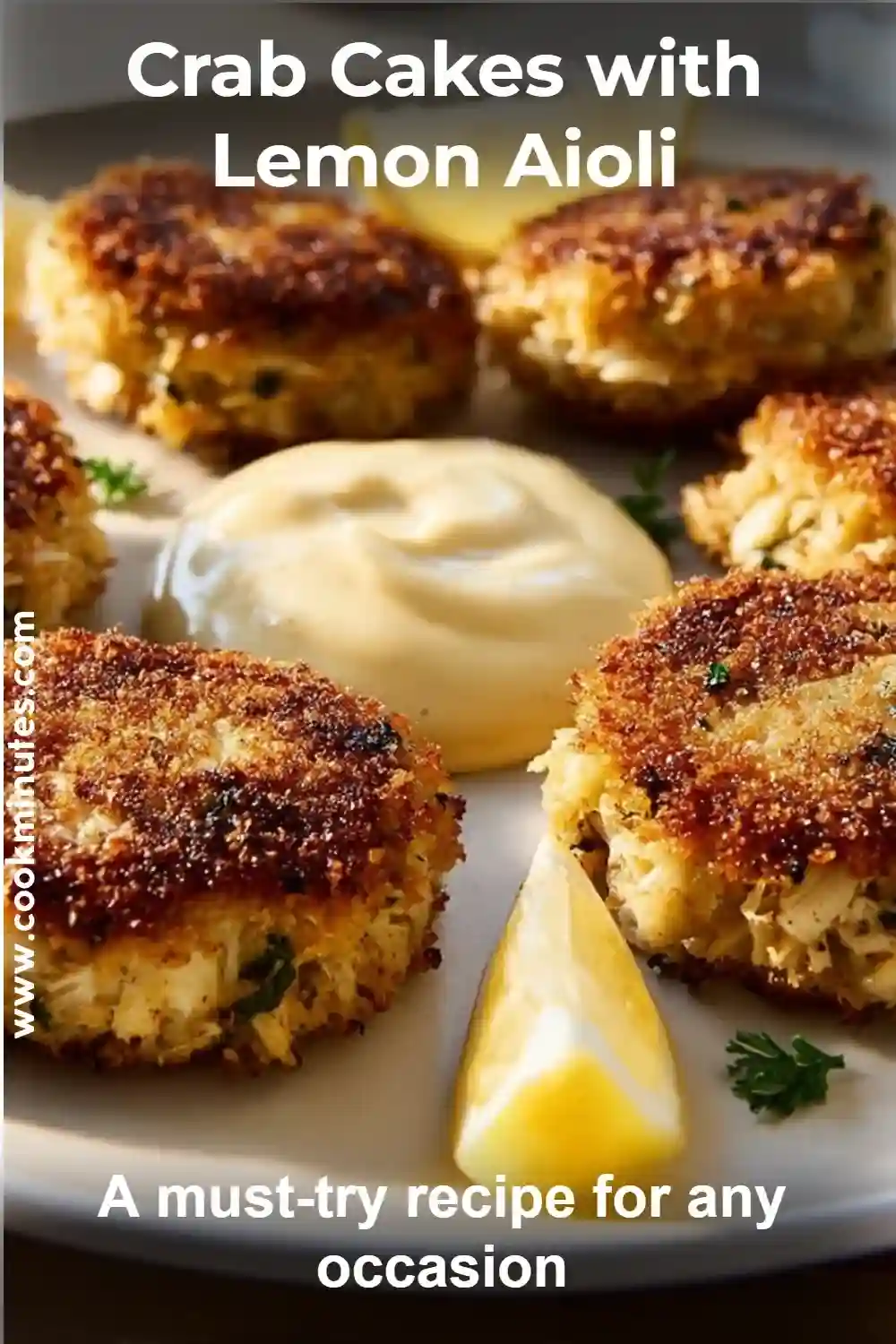 delicious Crab Cakes paired with zesty Lemon Aioli.