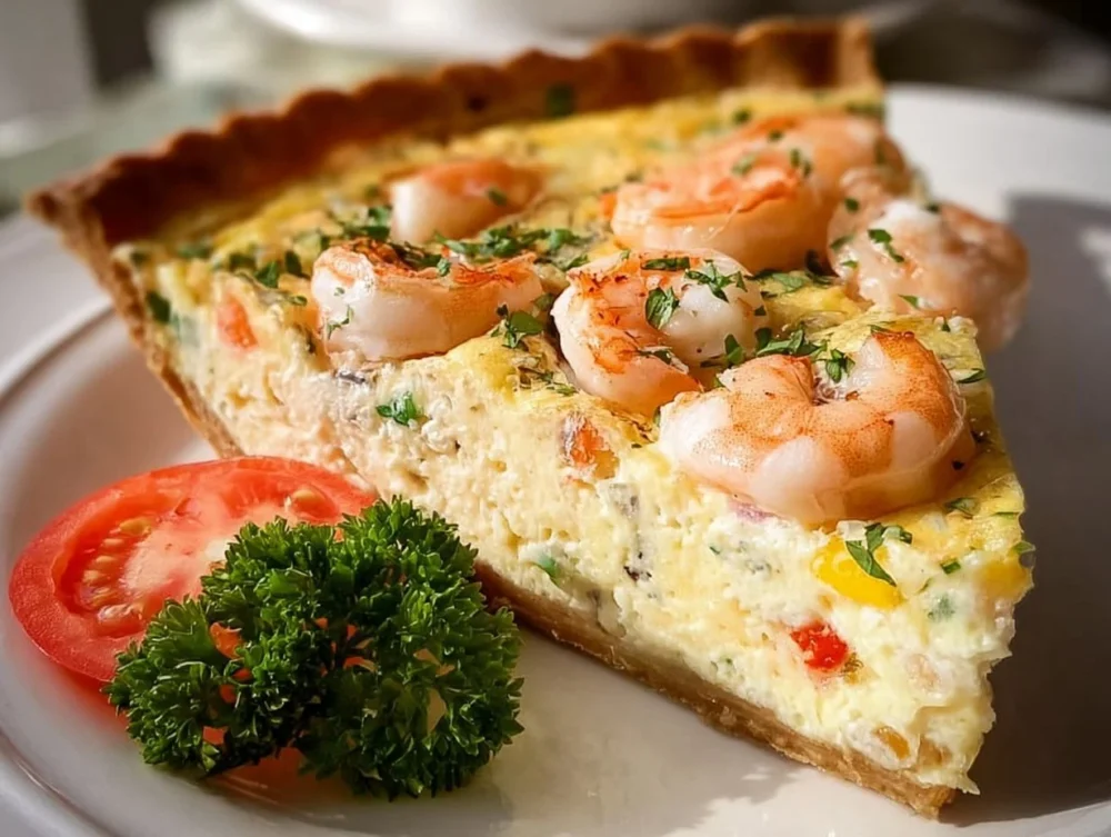 Delicious Florida shrimp pie served with fresh ingredients and herbs