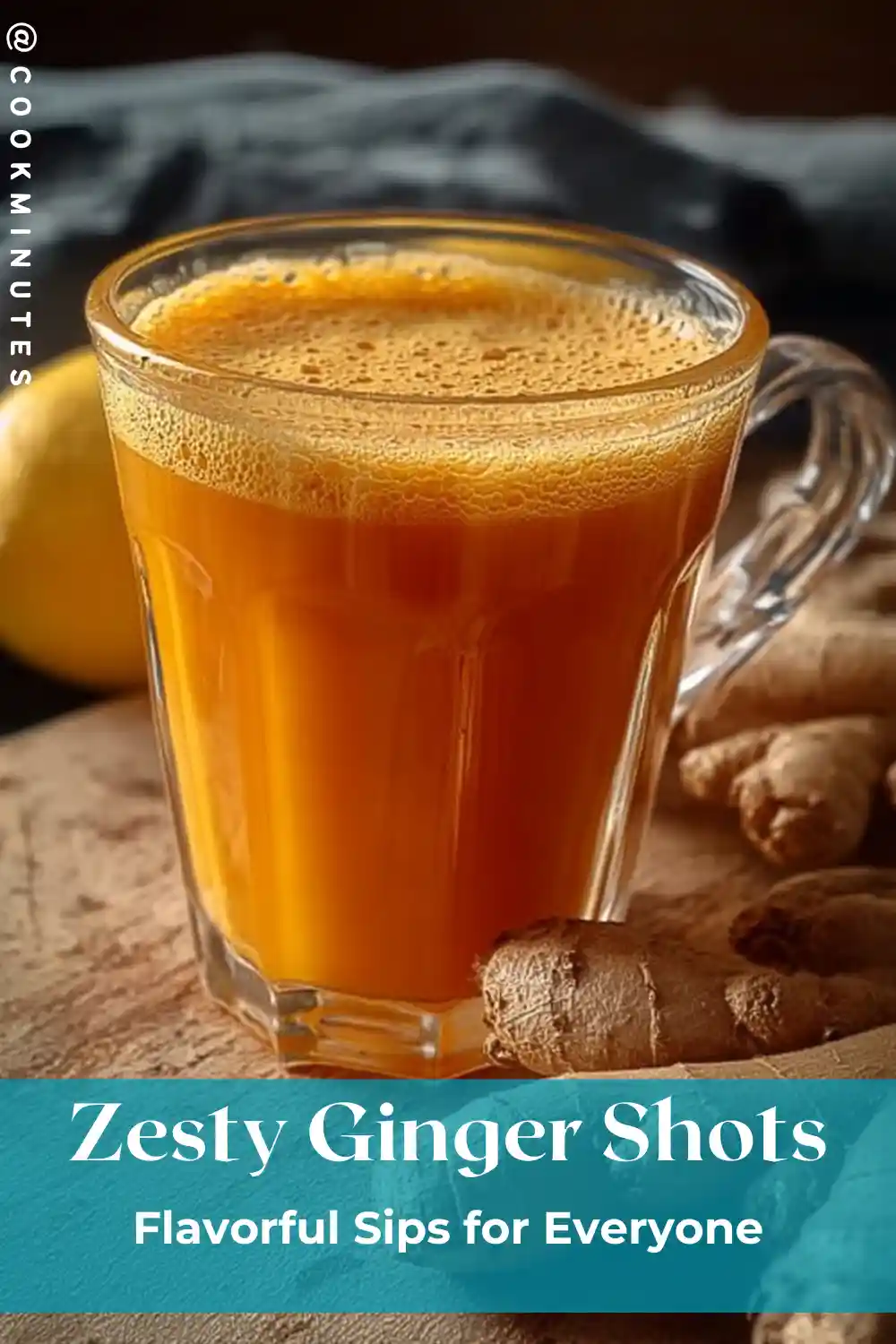 Ginger Shots: 5 Vital Health Boosters You Must Try Ginger Shots in a clear glass mug with frothy top, surrounded by fresh ginger and lemon.