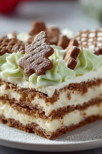 Gingerbread Lasagna is the perfect holiday dessert that combines flavorful layers of gingerbread cookies and creamy filling for a cozy treat! Gingerbread Lasagna