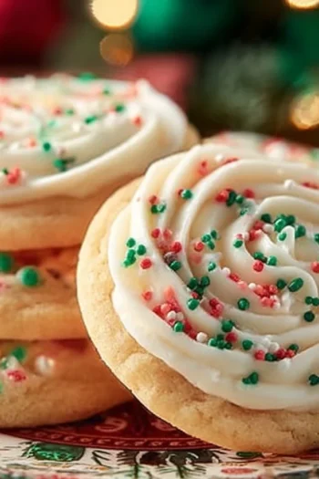 These Holiday Cookies bring joy to any celebration with their soft, melt in your mouth texture and warm, comforting flavor. Easy to prepare and topped with creamy vanilla frosting and colorful sprinkles, they are perfect for parties, gifting, or enjoying warm from the oven. Versatile and festive, they suit any occasion and always feel special. holiday cookies