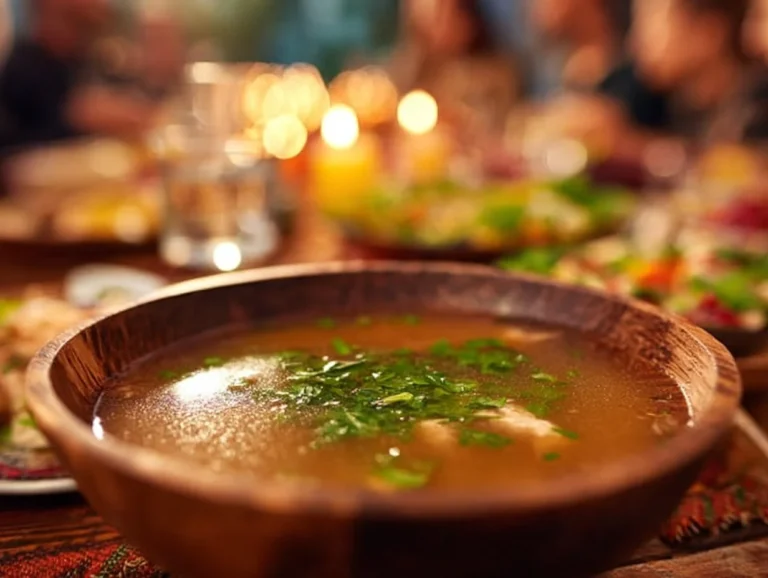 Homemade Chicken Broth – Nourishing, Easy & Full of Rich Flavor Homemade chicken broth simmering with vegetables and herbs in a pot.