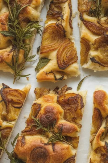 Onion Focaccia Bread is the answer when you want something warm, fragrant, and honestly kind of impressive without a lot of stress. If your week has been busy and you just want a bake that feels cozy but not complicated, this is it. The dough is forgiving, the topping is sweet and savory, and the results make your kitchen smell like a tiny bakery. I make this when friends are coming over or when I have a soup that needs a little something on the side. It is a crowd pleaser, and it stores well for snacking all week. Onion Focaccia Bread