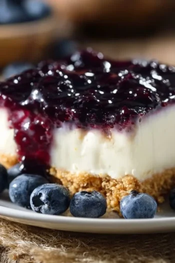 Indulge in a velvety No Bake Blueberry Cheesecake that’s refreshing and incredibly easy to make! blueberry cheesecake