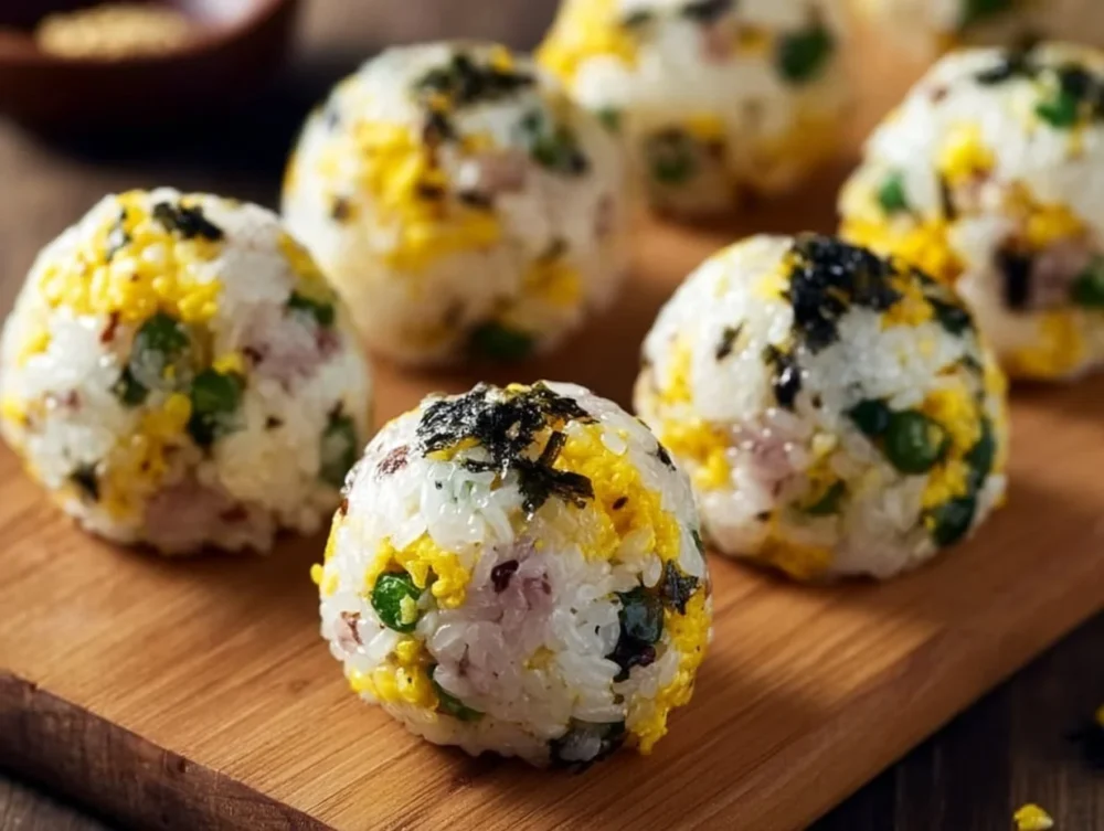 Spam Rice Ball served with furikake and seaweed for a tasty snack