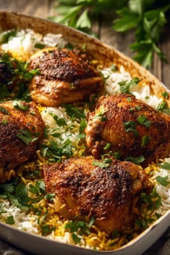 Spiced Baked Chicken and Rice is a favorite in my house, balancing juicy chicken thighs with fragrant basmati rice, creating a dish that feels comforting and luxurious. I remember the first time I made this dish; the aroma wafted through my kitchen, captivating everyone who walked in. For a busy weeknight or a casual family gathering, this recipe is simple yet packed with flavor, making it an instant crowd-pleaser. Join me in preparing a meal that nourishes not just the body but also the soul, filling your home with warmth and inviting conversations around the table. Spiced Baked Chicken and Rice