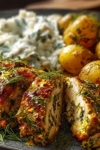When it comes to standout chicken dishes, nothing quite compares to Spicy Yogurt Marinated Chicken with Dill Feta Cream. This recipe holds a special place in my heart because it effortlessly combines the vibrant flavors of spices with the creamy richness of yogurt. If you enjoy recipes that burst with flavor and warmth, then this one is perfect for your dining table. Imagine succulent chicken breasts, perfectly marinated and roasted, paired with cool, tangy dill feta cream and crispy roasted potatoes. It’s a meal that pleases everyone, from kids to adults, making it a fantastic go-to option for family dinners or casual get-togethers. Let's dive into this delightful culinary journey! Yogurt Marinated Chicken with Dill Feta Cream