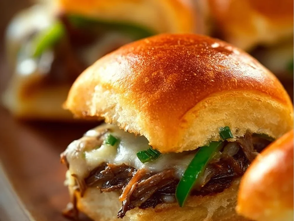 Steak sliders with fresh vegetables served on a rustic wooden board