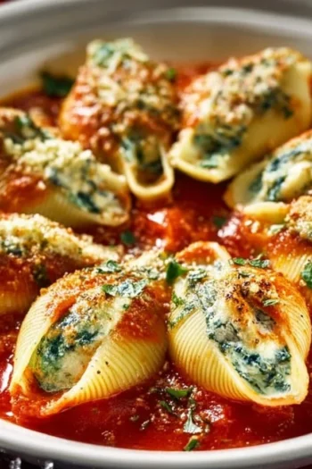 "Comfort food at its finest, these stuffed shells are the ultimate crowd-pleaser!" stuffed shells