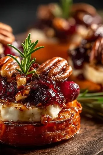 Sweet Potato Rounds with Brie, Cranberries, and Pecans If you're craving a unique and delicious appetizer, Sweet Potato Rounds with Brie Cranberry and Pecans might just be what you're looking for! This dish combines the sweet earthiness of sweet potatoes with the rich, creamy flavor of brie, brightened by tangy cranberries and crunchy pecans. I remember making this recipe for a holiday gathering, and everyone raved about it. The delightful combination of flavors and textures made it an instant hit. So, come on in, roll up your sleeves, and let's get cooking something extraordinary! sweet potato rounds