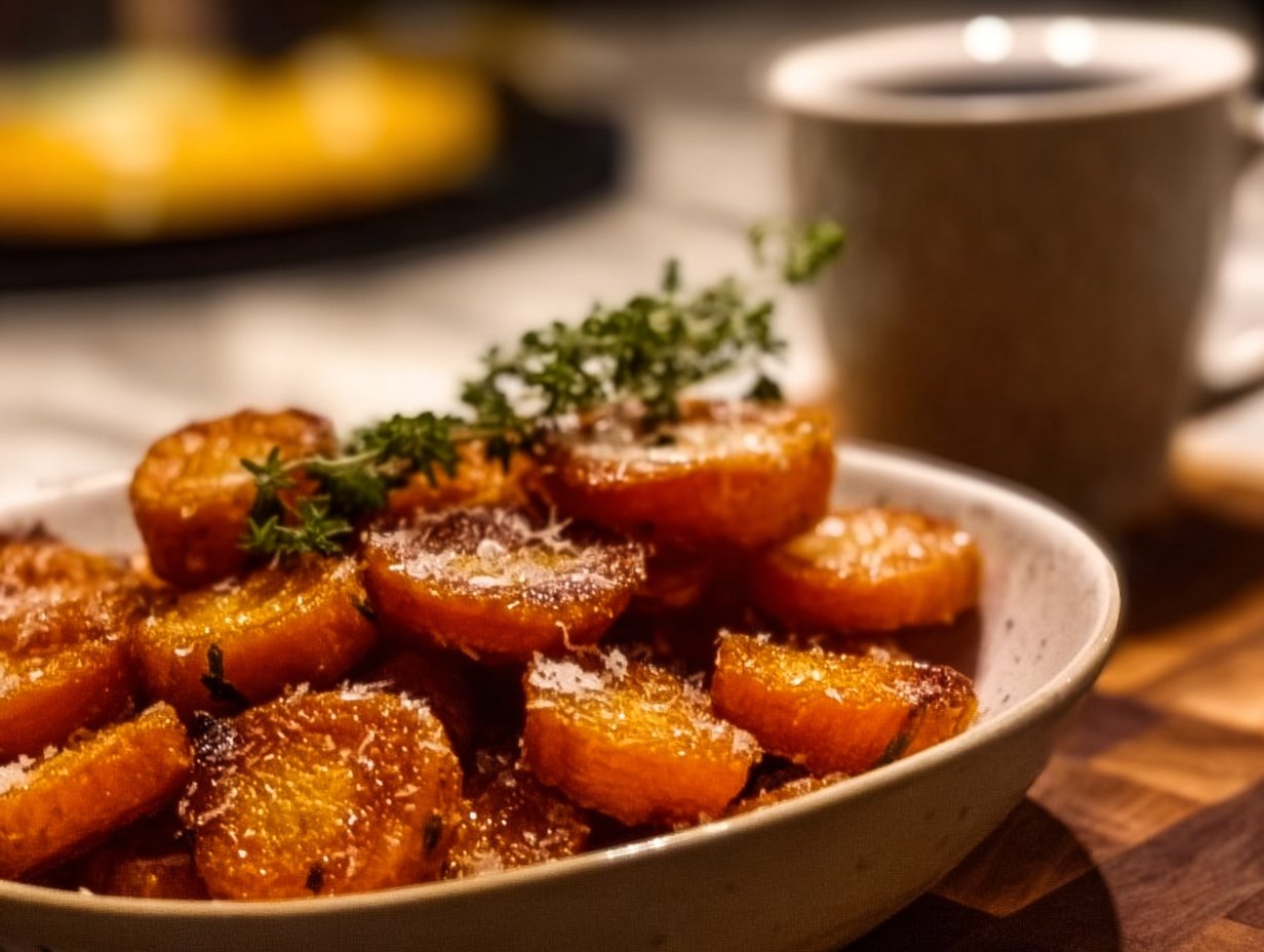 Crispy Smashed Carrots ready to serve, showcasing golden-brown edges and a deliciously crispy texture.