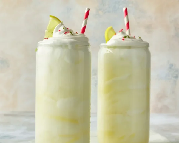Fluffy Whipped Lemonade topped with a lemon slice and served in a glass.