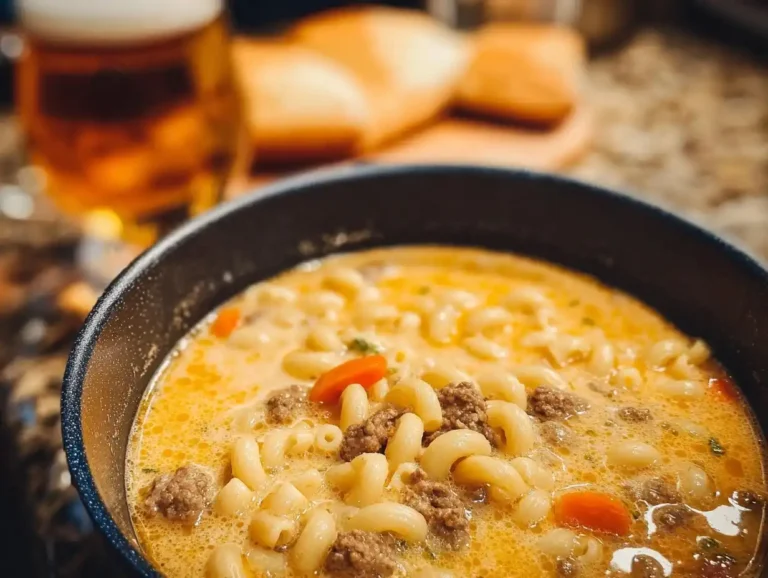 Cheeseburger Macaroni Soup (Kid-Friendly One-Pot Dinner) Cheeseburger Macaroni Soup combines creamy ingredients and hearty pasta for a delightful meal that warms the soul. Served hot with a sprinkle of cheese, it's the ultimate comfort food.