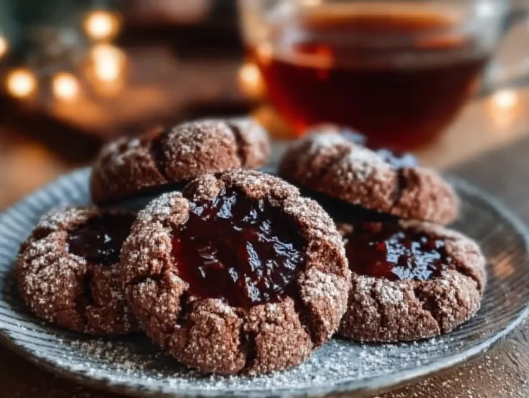 Delicious Chocolate Thumbprint Cookies ready to be devoured!