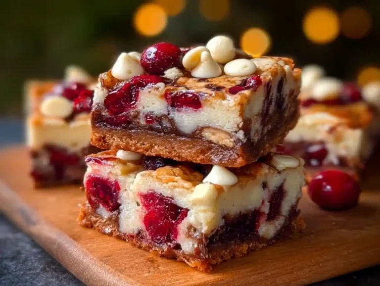 Delicious festive Christmas Bars decorated with seasonal sprinkles and toppings