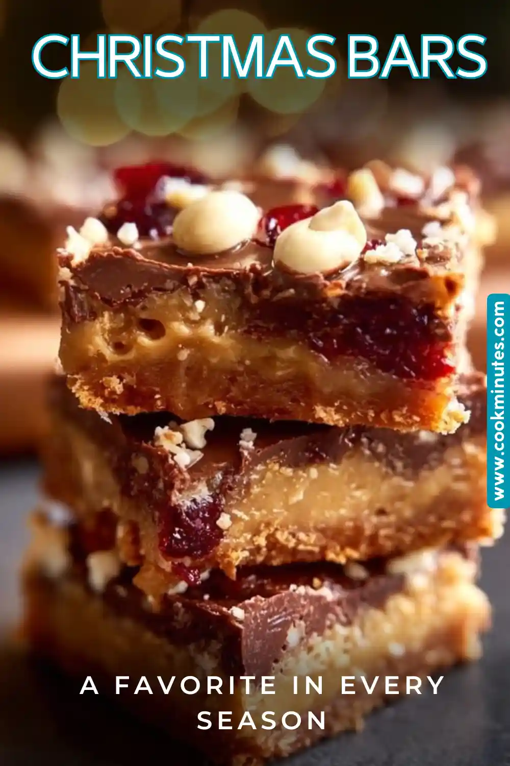 Christmas Bars: A Festive Treat to Share with Loved Ones Delicious Christmas Bars made with chocolate chips, cookie dough, marshmallows, and cranberries.
