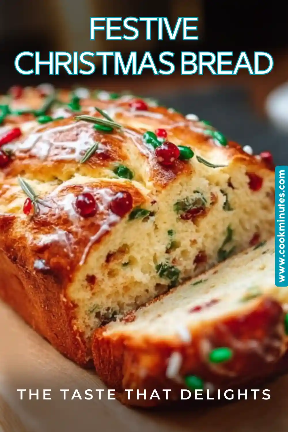 Festive Christmas Bread: A Simple and Delicious Holiday Delight A beautifully baked Festive Christmas Bread dusted with powdered sugar, perfect for the holidays.