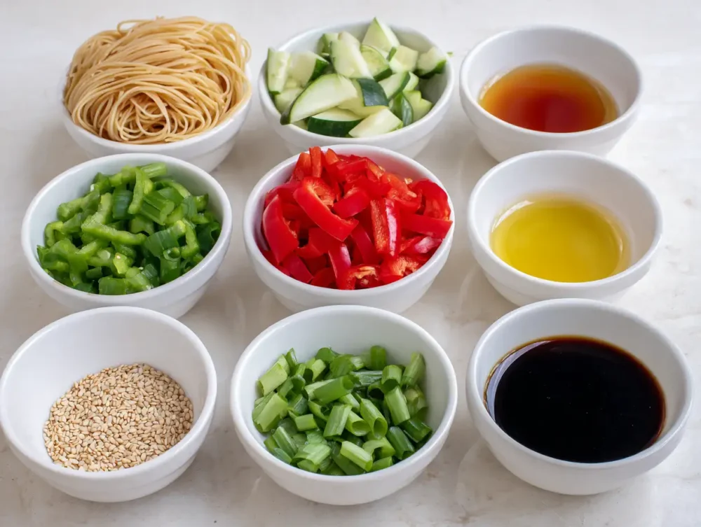 Cold Pasta Salad ingredients