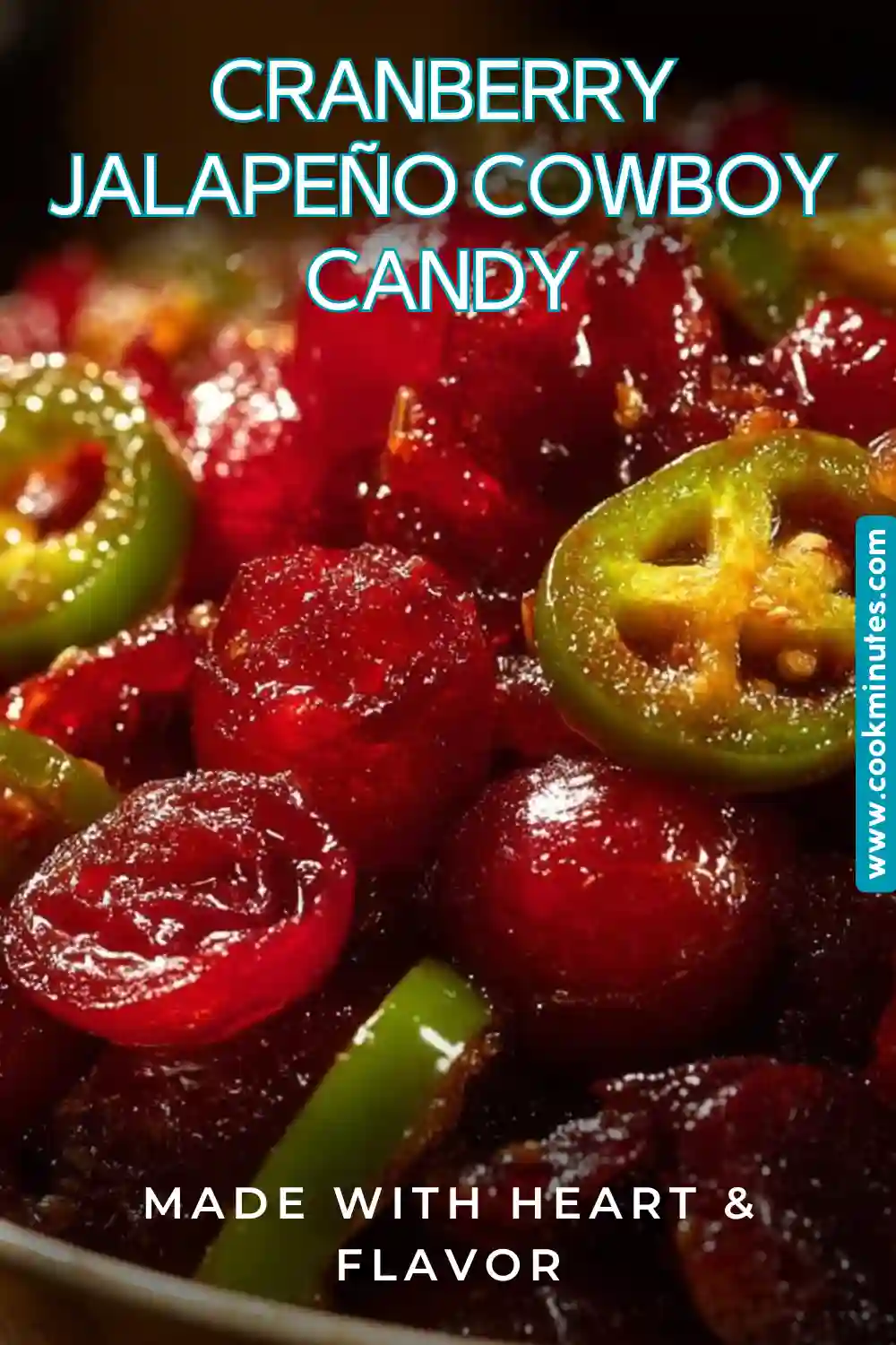 A plate of delicious Cranberry Jalapeño Cowboy Candy garnished with herbs.