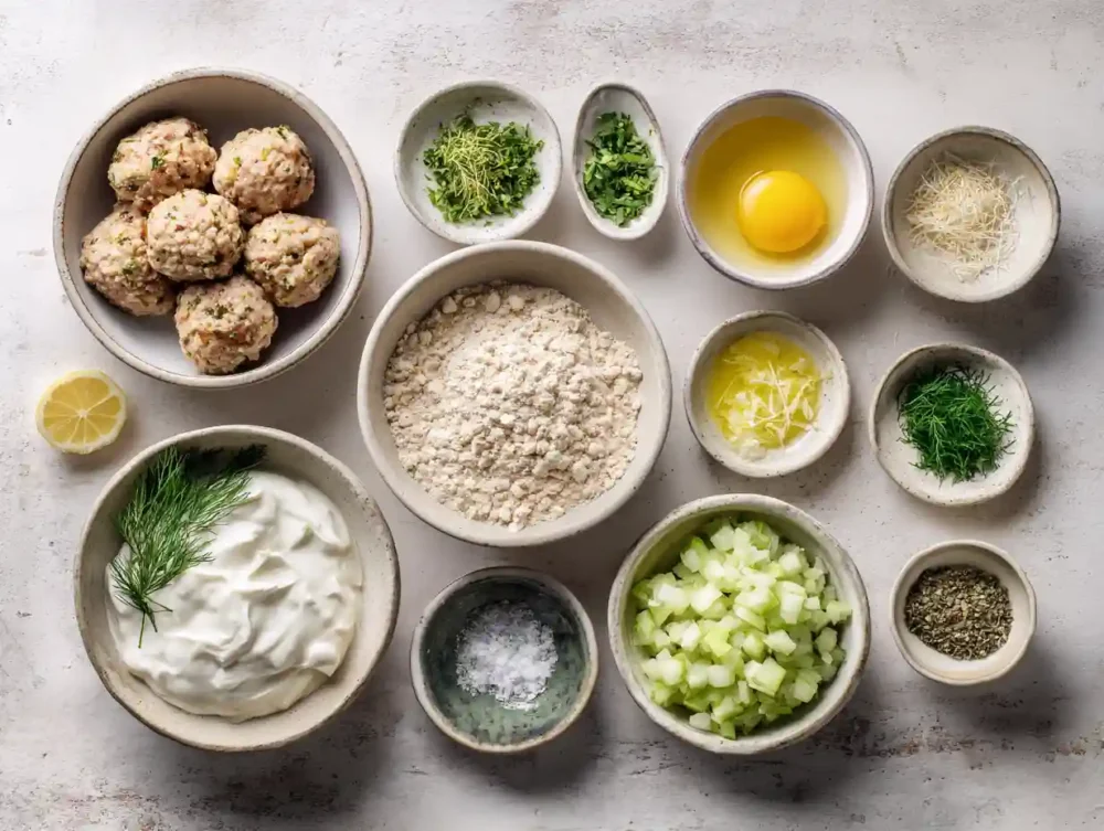 ingredients for Greek chicken meatballs recipe