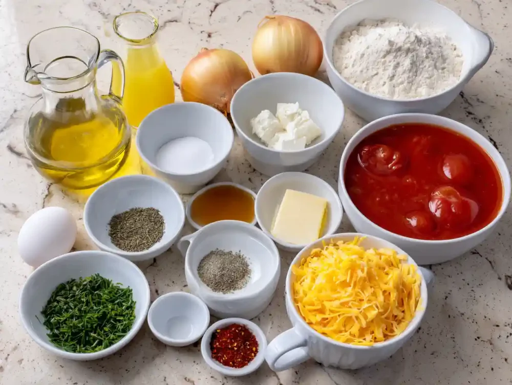 Ingredients for Tomato Soup with Cheese Dumplings