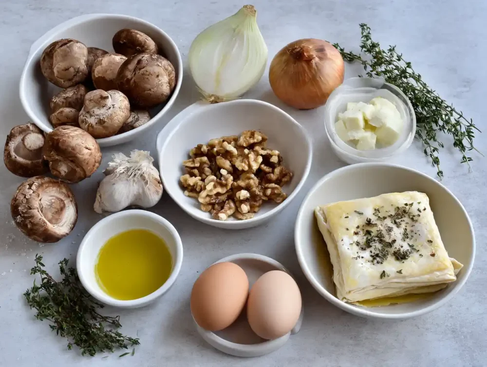Mushroom and Walnut Wellington ingredients