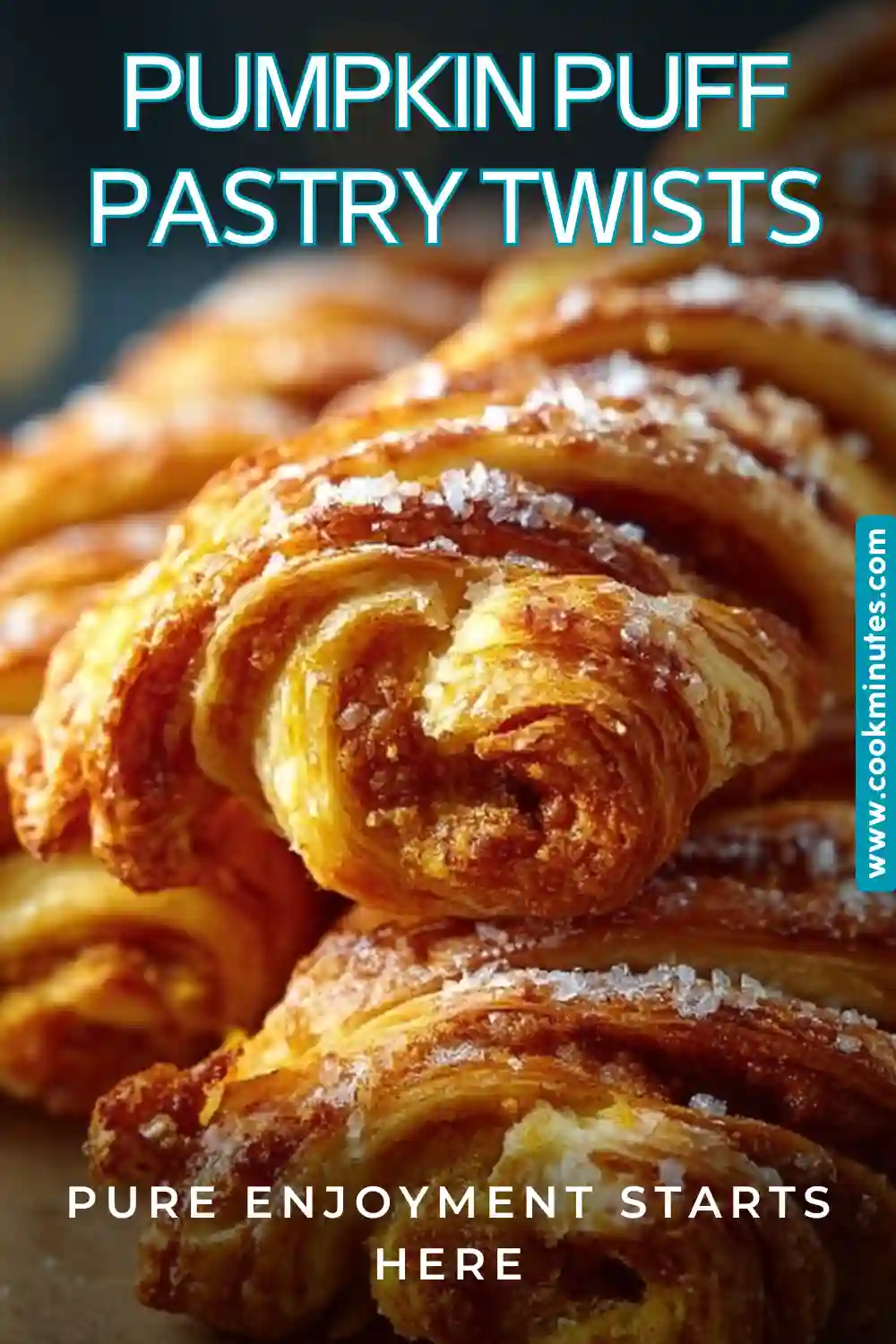Delicious Pumpkin Puff Pastry Twists -The Fall Treat You'll Love! Pumpkin Puff Pastry Twists topped with powdered sugar; a delightful seasonal snack.