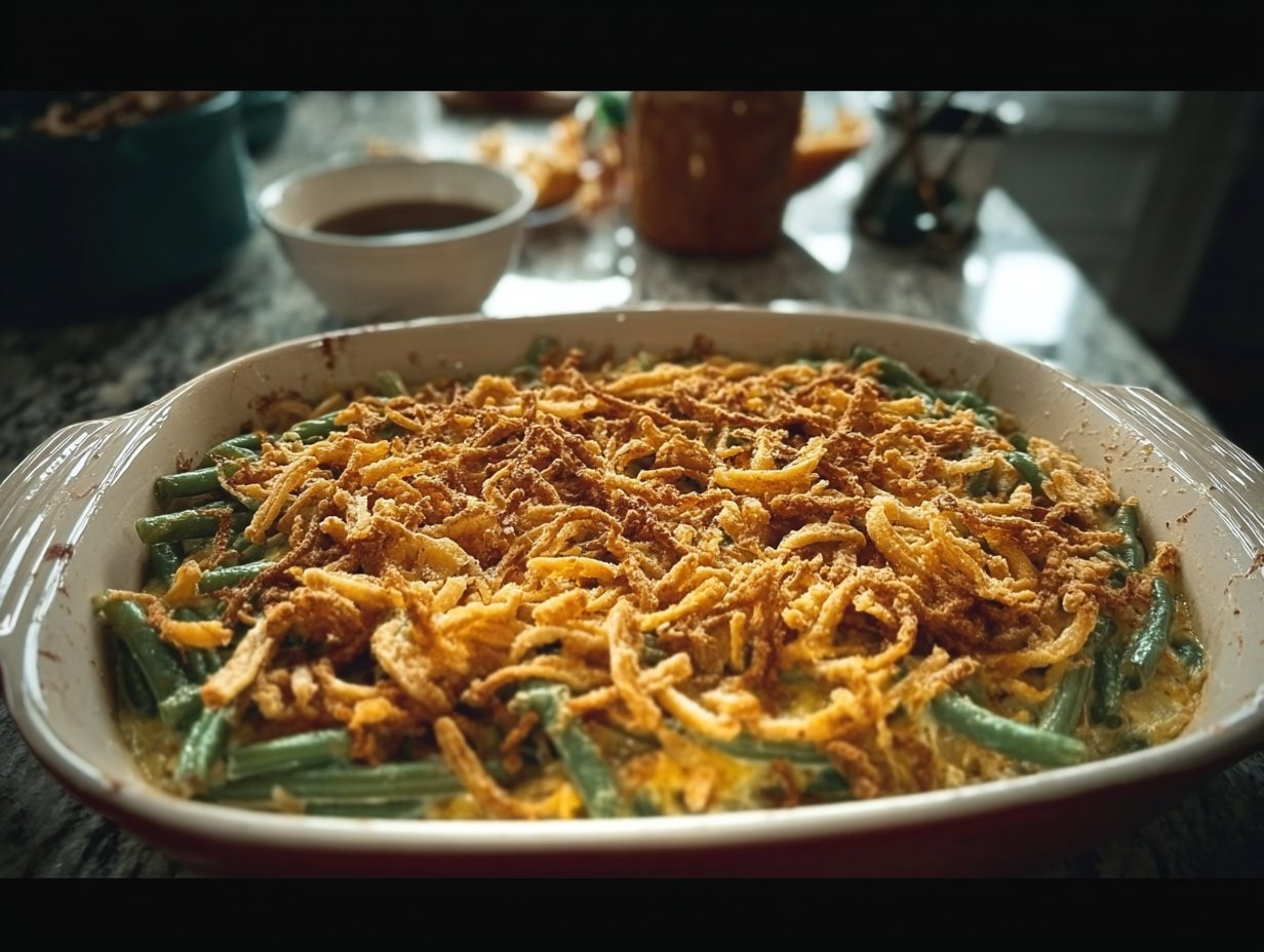 Delicious homemade Green Bean Casserole, a must-try classic for your family dinners.