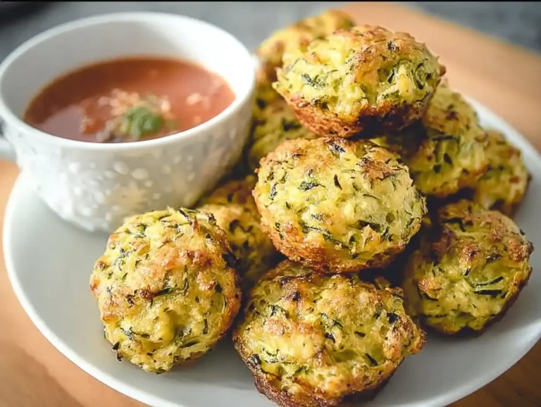 Image of Baked Zucchini Cheese Bites ready to serve, showcasing their golden-brown crust and cheesy interior.