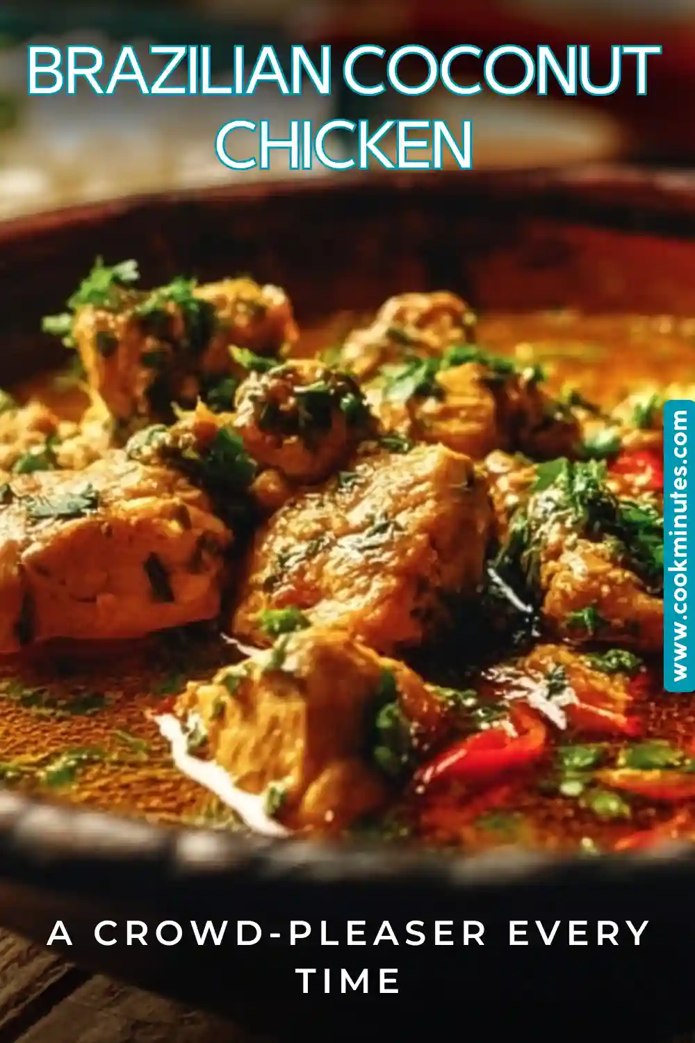 Brazilian Coconut Chicken: A Flavorful Delight for Dinner Delicious Brazilian Coconut Chicken served with steamed rice and garnished with cilantro.