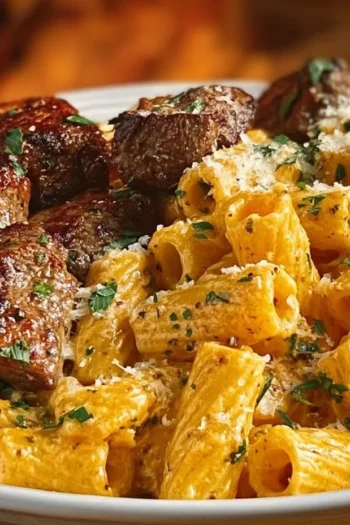 Cajun Steak Tips in Cheesy Rigatoni Parmesan Sauce is a sumptuous dish that captivates the palate with its vibrant flavors and creamy textures. I recall the first time I made this recipe: it was one of those hectic weekday evenings when we craved something comforting yet quick to prepare. The moment the savory aromas wafted through the kitchen, I knew we were in for a treat. If you’re looking to spice up your dinner routine without a fuss, this recipe is your go-to! Cajun steak tips