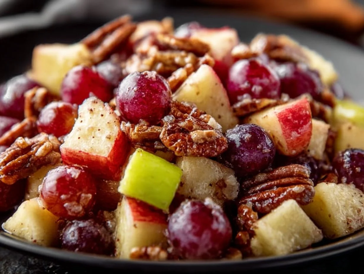 Cinnamon Apple Grape Salad with fresh fruits and a sprinkle of cinnamon.