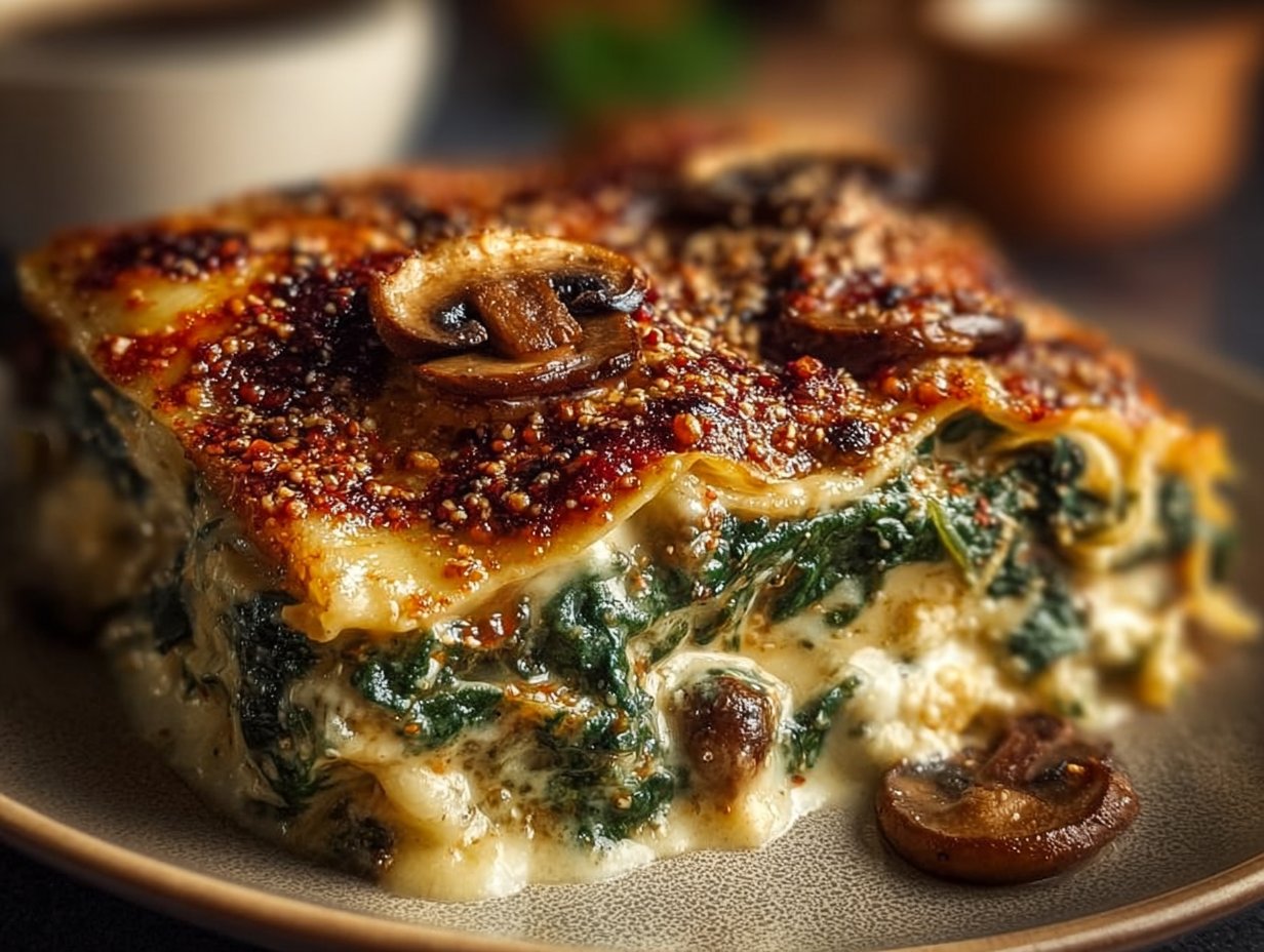 Creamy Spinach Mushroom Lasagna: A Flavorful Comfort Food Delight Creamy Spinach Mushroom Lasagna