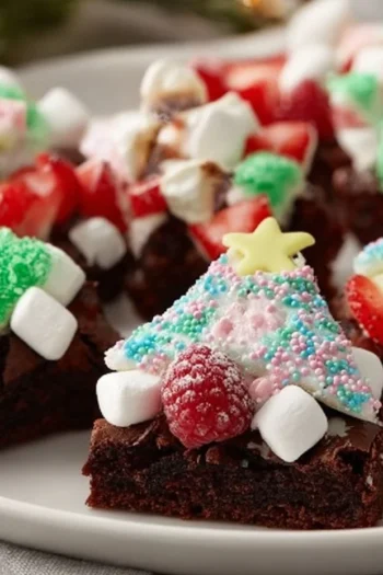 Let the holiday spirit shine through with these delightful Express Christmas Tree Brownies! The combination of fudgy brownies topped with vibrant green chocolate and fresh strawberries not only looks beautiful but is packed with flavor. Every bite is a celebration of texture and taste, from the rich chocolate base to the crunchy sprinkles that add a little extra magic. They are surprisingly easy to make, making them perfect for anyone who wants to sprinkle a little Christmas cheer into their kitchen this season. Christmas Tree Brownies
