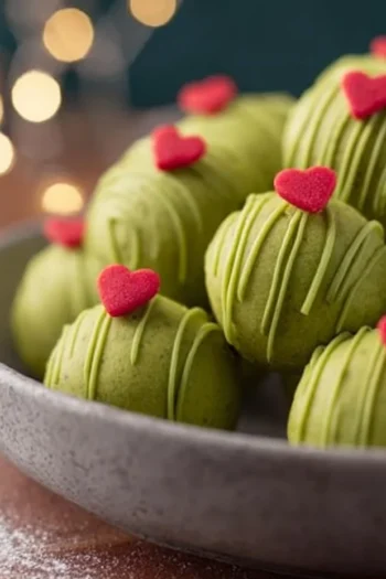 These Grinch Oreo Truffles are a fun, festive no bake treat made with crushed Oreos, cream cheese, and a bright green candy coating. Creamy, crunchy, and sweet, they come together quickly with simple ingredients. Perfect for parties, cookie boxes, or gifting, their playful colors add instant holiday cheer and always make people smile. Grinch Oreo Truffles