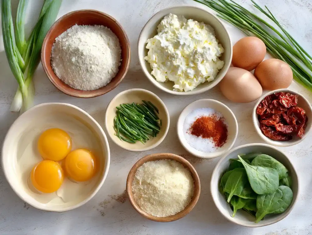 ingredients for Baked Cottage Cheese Eggs