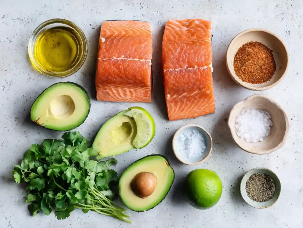 ingredients for Cajun Salmon with Avocado and Lime 