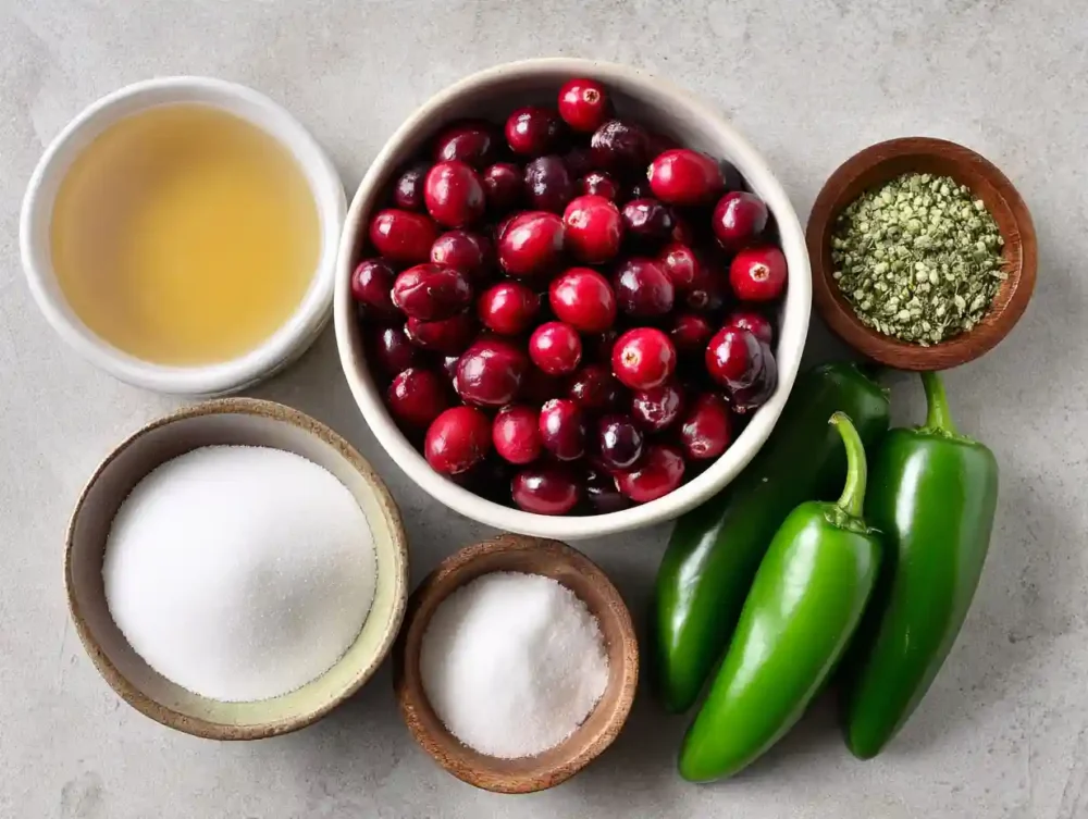 ingredients for Cranberry Jalapeño Cowboy Candy