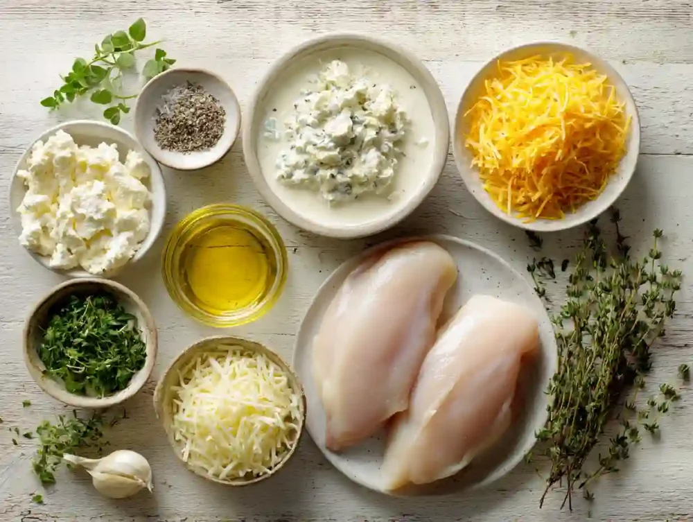 ingredients for Creamy Cheesy Keto Chicken