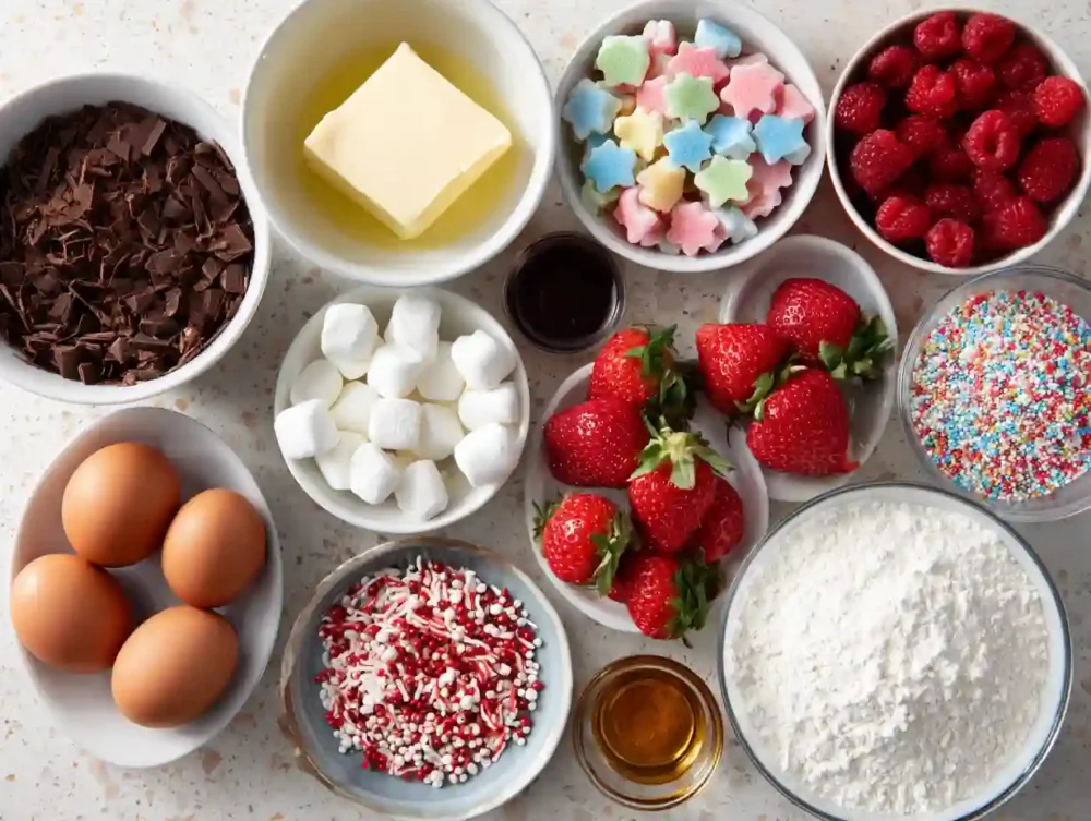 ingredients for Express Christmas Tree Brownies