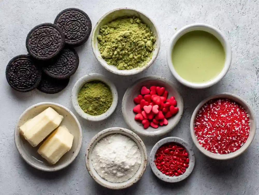 ingredients for Grinch Oreo Truffles