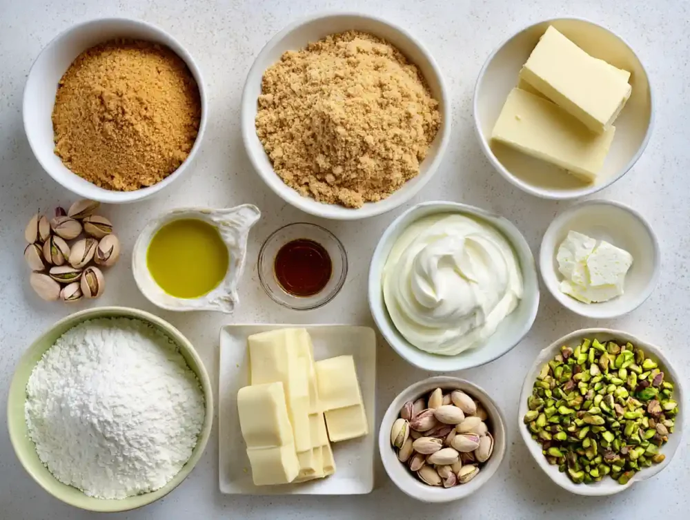 Heavenly Pistachio White Chocolate Cheesecake: Indulge in this Unforgettable Dessert ingredients for Heavenly Pistachio White Chocolate Cheesecake