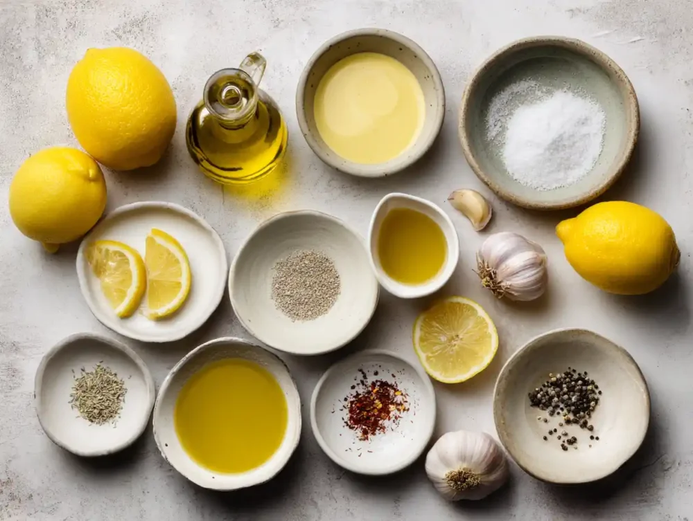 ingredients for Homemade Lemon Vinaigrette Dressing