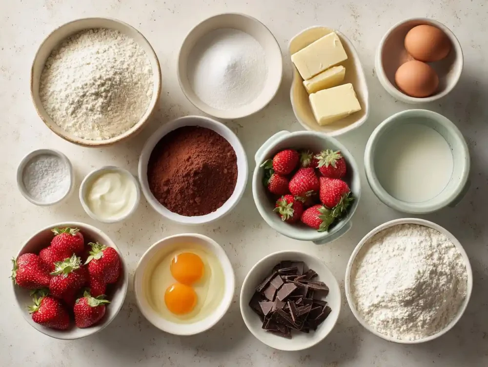 Strawberry Chocolate Ombre Cake: A Delightful Fusion of Flavors ingredients for Strawberry Chocolate Ombre Cake