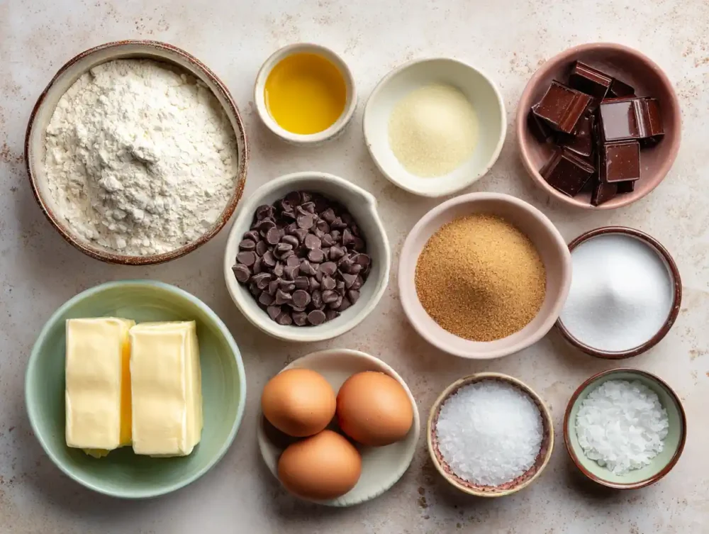 ingredients for Wonderland Chocolate Chip Cookies recipe