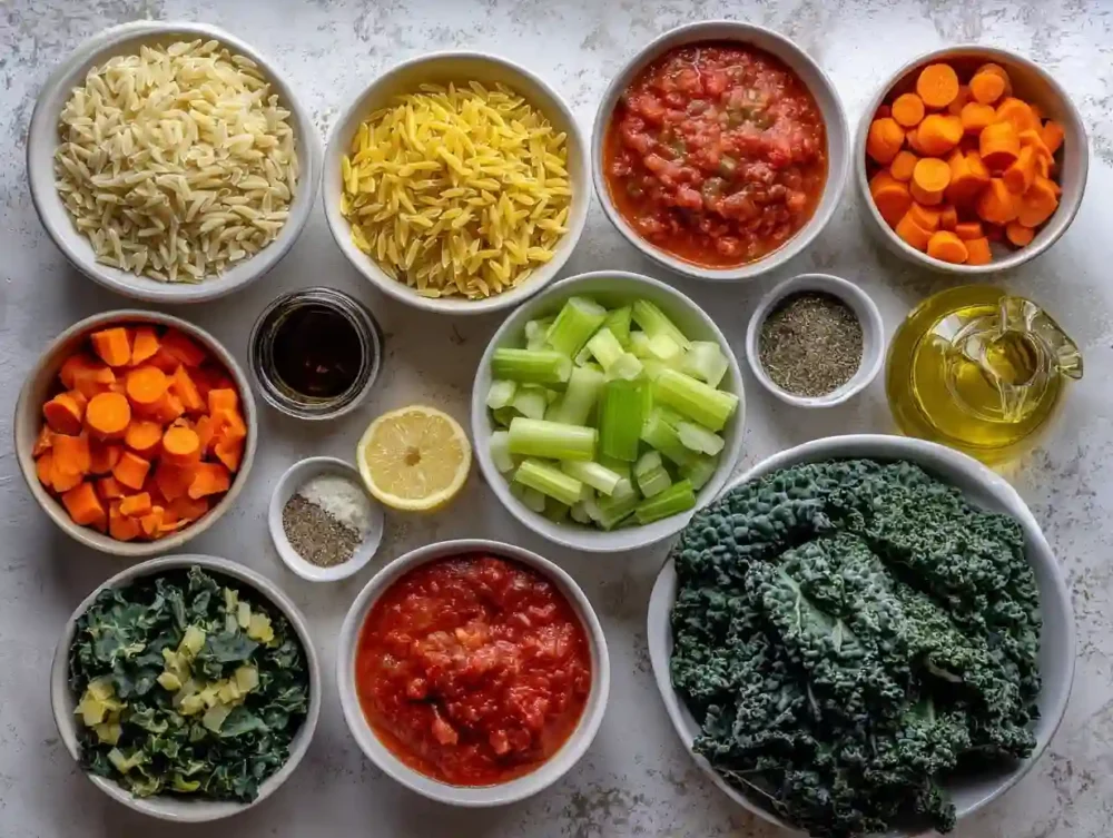 ingredients for vegetable orzo soup