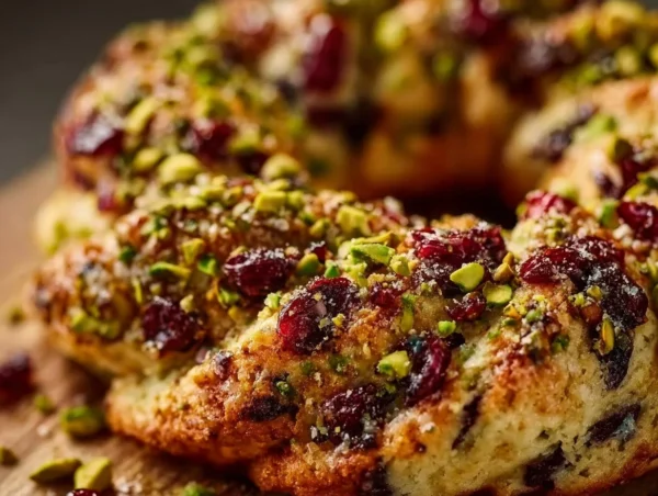 Pistachio Cranberry Wreath Cookies: A Festive Treat for Every Occasion Pistachio Cranberry Wreath Cookies arranged on a decorative plate